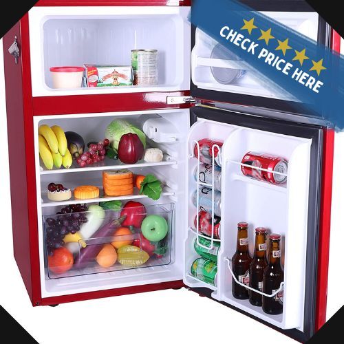 Frigidaire 3.2 Cu Ft Red 2 Door Retro Bar Fridge with Side Bottle Opener